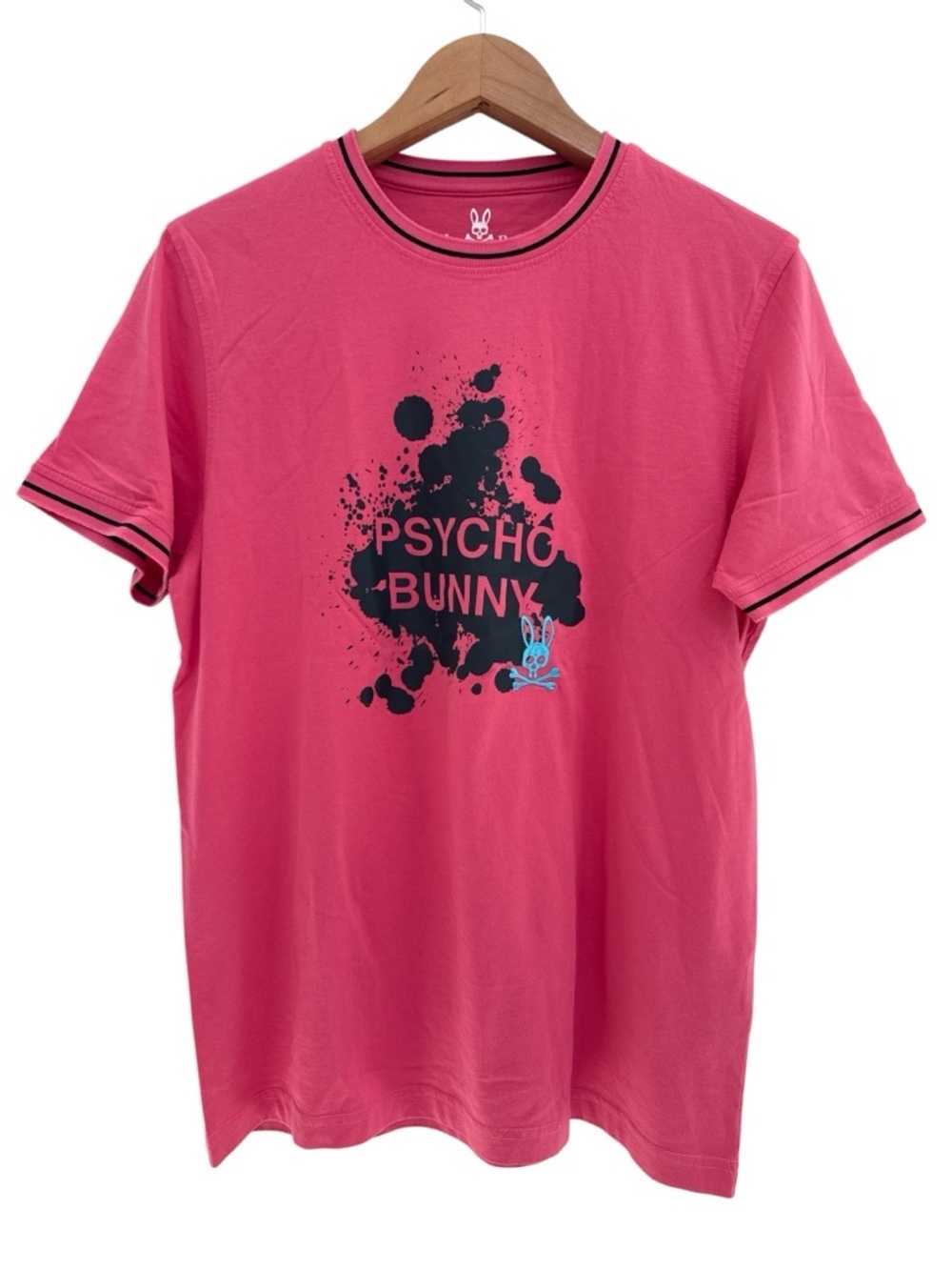 Psycho Bunny Hot Pink Short Sleeve Tee with Black Graphic